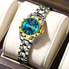 Women's Leisure Quartz Watch Alloy Case And Strap Round Dial With Print Logo