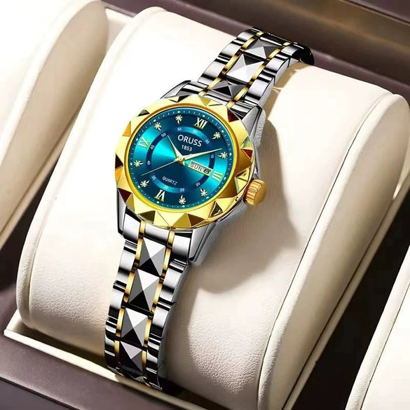 Women's Leisure Quartz Watch Alloy Case And Strap Round Dial With Print Logo