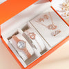 Women's Leisure Quartz Watch Alloy Case Imitation Leather Strap Round Dial Diamondencrusted