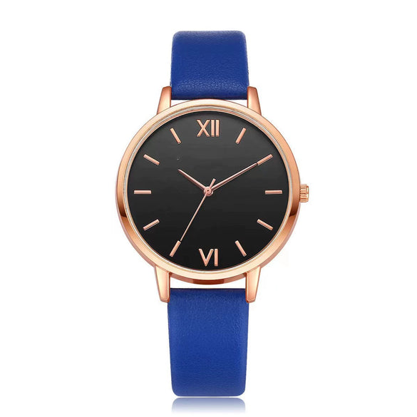 Women's Leisure Quartz Watch Set With Alloy Case Imitation Leather Strap And Round Dial