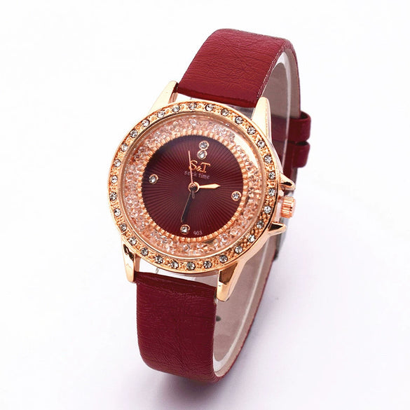 Women's Leisure Quartz Watch With Alloy Case Imitation Leather Strap And Round Dial