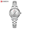 Women's Leisure Quartz Watch With Alloy Case Stainless Steel Band And Round Dial Set With Rhinestones