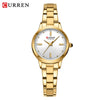 Women's Leisure Quartz Watch With Alloy Case Stainless Steel Band And Round Dial Set With Rhinestones