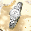 Women's Leisure Quartz Watch With Alloy Case Stainless Steel Band And Round Dial Set With Rhinestones