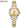 Women's Leisure Quartz Watch With Alloy Case Stainless Steel Band And Round Dial Set With Rhinestones