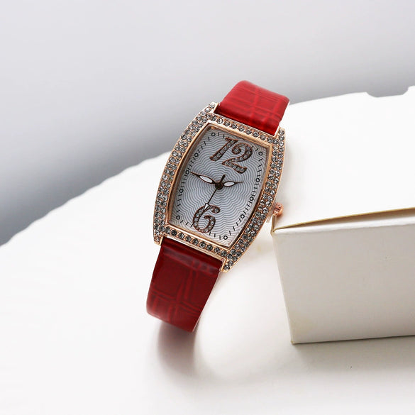 Women's Leisure Quartz Watch With Alloy Case Stainless Steel Strap And Wine Barrel Shape Dial