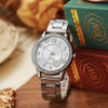 Women's Leisure Quartz Watch With Diamond Alloy Case And Steel Belt Round Dial