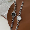 Women's Leisure Silver Alloy Case Round Face Bracelet Watch