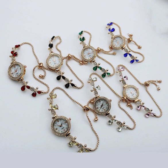 Women's Leisure Style Round Alloy And Stainless Steel Butterfly Fashion Quartz Watch