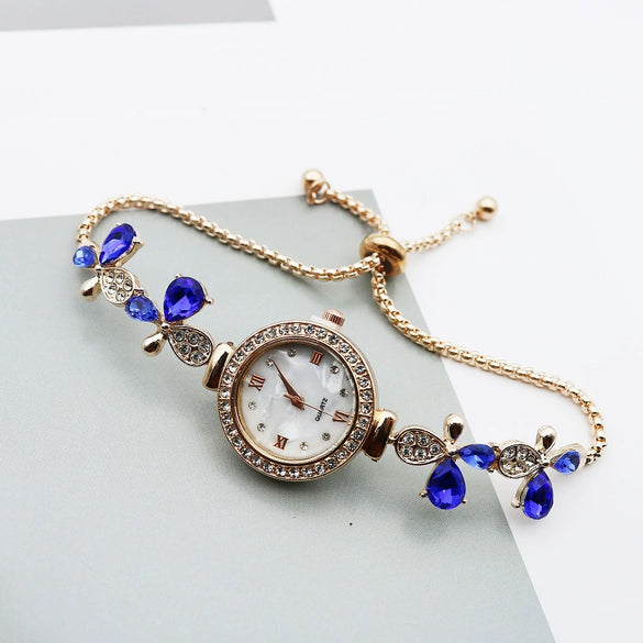 Women's Leisure Style Round Alloy And Stainless Steel Butterfly Fashion Quartz Watch