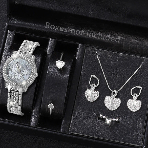 Women's Leisure Style Round Dial Alloy And Stainless Steel Watch With Full Diamond Highface Value