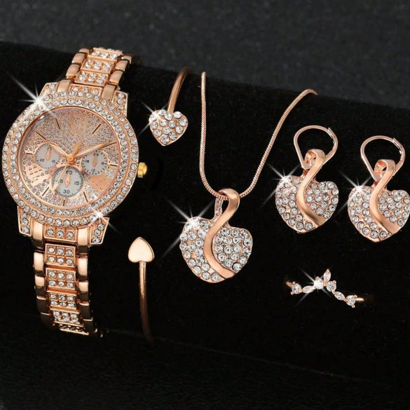 Women's Leisure Style Round Dial Alloy And Stainless Steel Watch With Full Diamond Highface Value