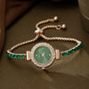 Women's Leisure Style Round Diamondencrusted Quartz Bracelet Watch And Jewelry Set With Alloy And Stainless Steel Materials