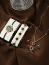 Women's Leisure Style Round Diamondencrusted Quartz Bracelet Watch And Jewelry Set With Alloy And Stainless Steel Materials