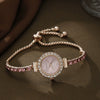 Women's Leisure Style Round Diamondencrusted Quartz Bracelet Watch And Jewelry Set With Alloy And Stainless Steel Materials