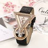 Women's Leisure Triangle Rhine Stone Inlay Frosted Strap Alloy Watch
