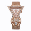 Women's Leisure Triangle Rhine Stone Inlay Frosted Strap Alloy Watch