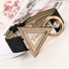 Women's Leisure Triangle Rhine Stone Inlay Frosted Strap Alloy Watch