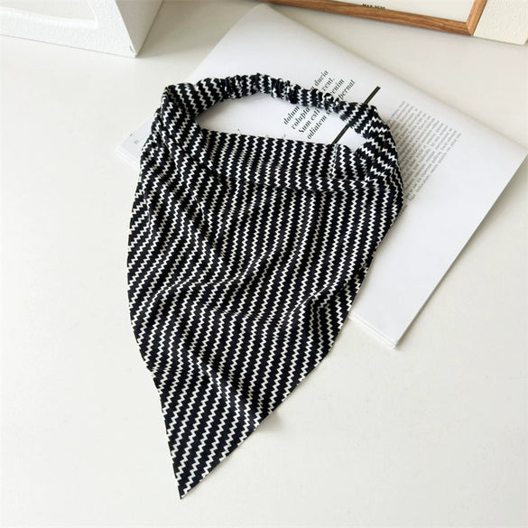 Women's Lengthened Cotton Fabric Geometric Triangle Turban Headscarf Hair Accessories