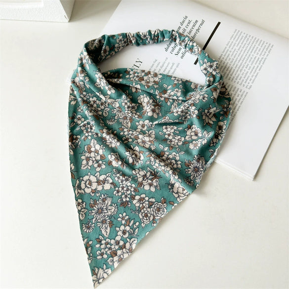 Women's Lengthened Cotton Fabric Geometric Triangle Turban Headscarf Hair Accessories