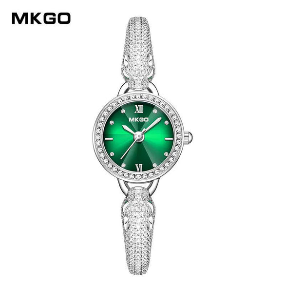 Women's Leopard Head Quartz Watch With Zinc Alloy Case Mineral Strengthened Glass Mirror Zircon Inlaid Copper Strip Strap And Stainless Steel Clasp