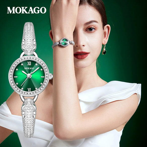 Women's Leopard Head Quartz Watch With Zinc Alloy Case Mineral Strengthened Glass Mirror Zircon Inlaid Copper Strip Strap And Stainless Steel Clasp