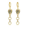 Women's Leopard Pendant Earrings Copper Plated 18K Gold Geometric Style Animal Pattern
