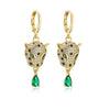 Women's Leopard Pendant Earrings Copper Plated 18K Gold Geometric Style Animal Pattern