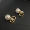 Women's Letter Drop Earrings With Imitation Pearls And Sterling Silver Ear Posts Gold Plated Copper Retro Luxury Jewelry