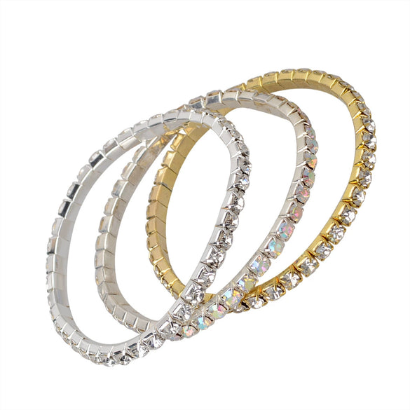 Women's Light Luxury Alloy Geometric Diamond Style Stretch Bracelet Fashion Bangle