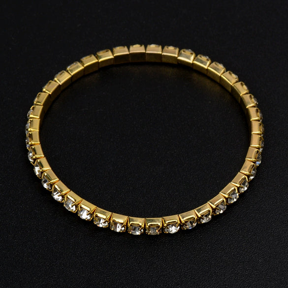 Women's Light Luxury Alloy Geometric Diamond Style Stretch Bracelet Fashion Bangle