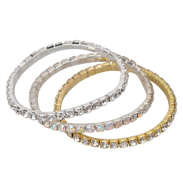 Women's Light Luxury Alloy Geometric Diamond Style Stretch Bracelet Fashion Bangle