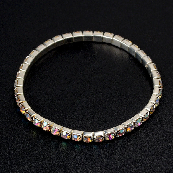 Women's Light Luxury Alloy Geometric Diamond Style Stretch Bracelet Fashion Bangle