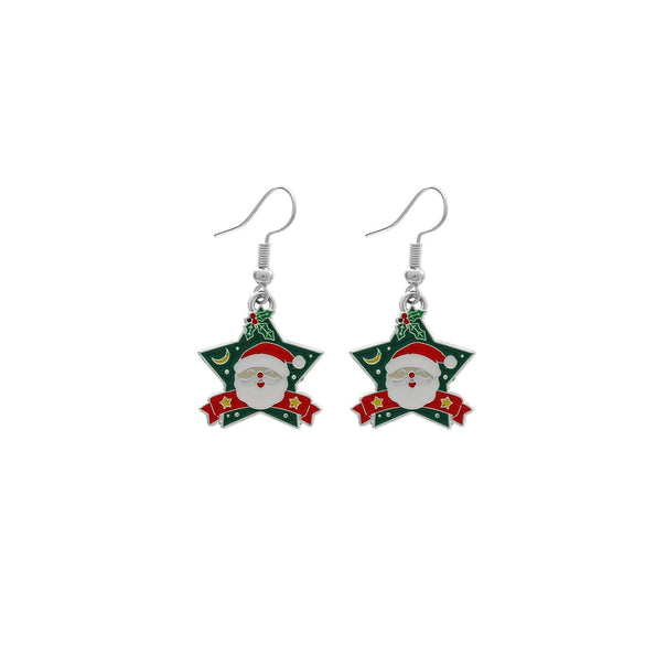 Women's Light Luxury Alloy Geometric Dripping Oil Snowflake Moon Bow Earrings