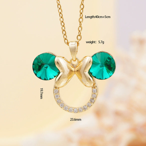 Women's Light Luxury Animal Zodiac Mixed Gemstone Inlay Copper O Chain Necklace With Electroplating