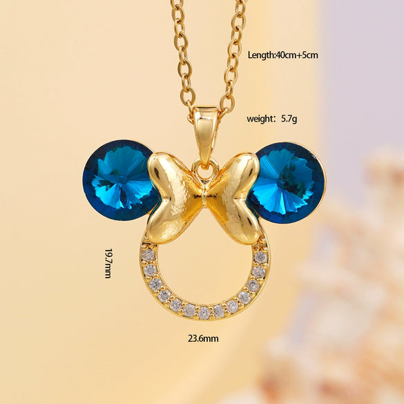 Women's Light Luxury Animal Zodiac Mixed Gemstone Inlay Copper O Chain Necklace With Electroplating