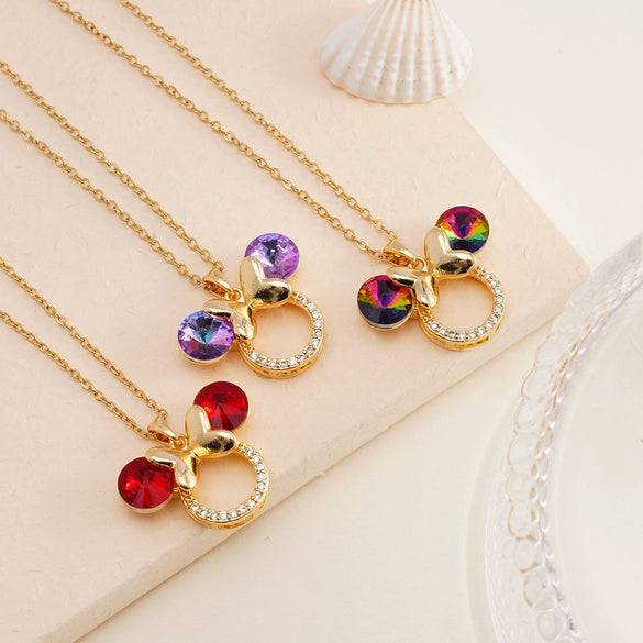 Women's Light Luxury Animal Zodiac Mixed Gemstone Inlay Copper O Chain Necklace With Electroplating