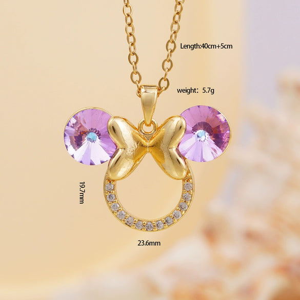 Women's Light Luxury Animal Zodiac Mixed Gemstone Inlay Copper O Chain Necklace With Electroplating