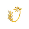 Women's Light Luxury Autumn And Winter Rings Stainless Steel Microencrusted Zircon Leaves Electroplated