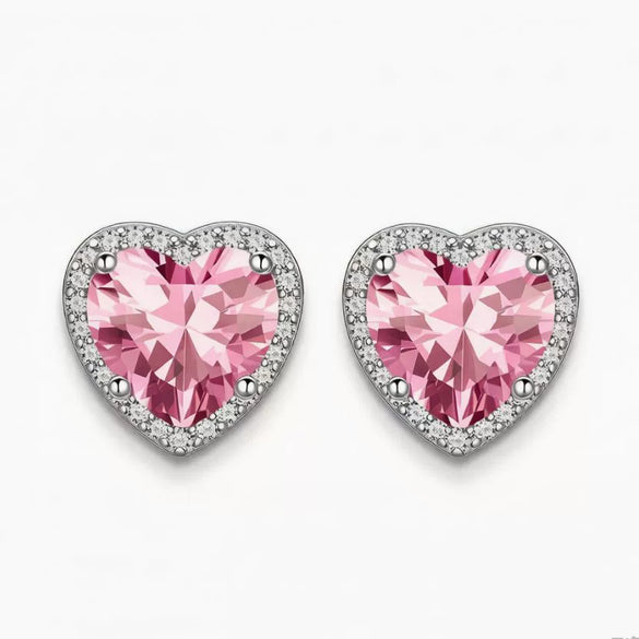 Women's Light Luxury Brass Heart Shape Zircon Clip On Earrings With Electroplated Finish For Non Pierced Ears Elegant Fashion Jewelry