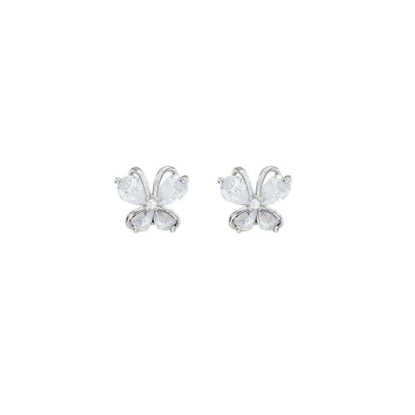 Women's Light Luxury Butterfly Insect Shape Copper Electroplated Zircon Earrings