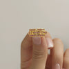 Women's Light Luxury Cold Style Geometric Zircon Ring Titanium Steel 18K Real Gold Electroplated