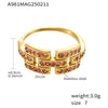 Women's Light Luxury Cold Style Geometric Zircon Ring Titanium Steel 18K Real Gold Electroplated
