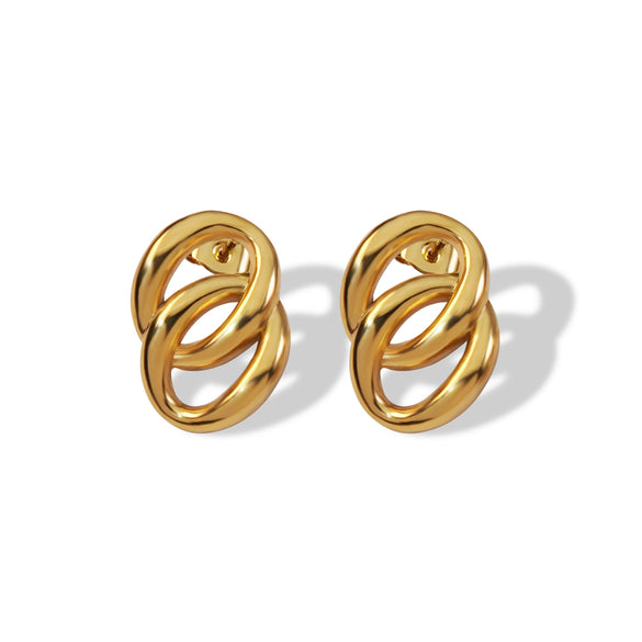 Women's Light Luxury Commuter Geometric Round Titanium Steel Earrings Vacuum Electroplated 18K Gold