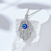 Women's Light Luxury Copper Devil Eye Palm Pendant Necklace Geometric Electroplated Simple Fashion Jewelry