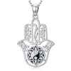 Women's Light Luxury Copper Devil Eye Palm Pendant Necklace Geometric Electroplated Simple Fashion Jewelry