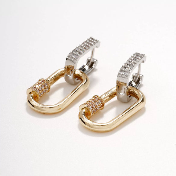 Women's Light Luxury Copper Earrings With Heart And Geometric Patterns And Electroplating Treatment