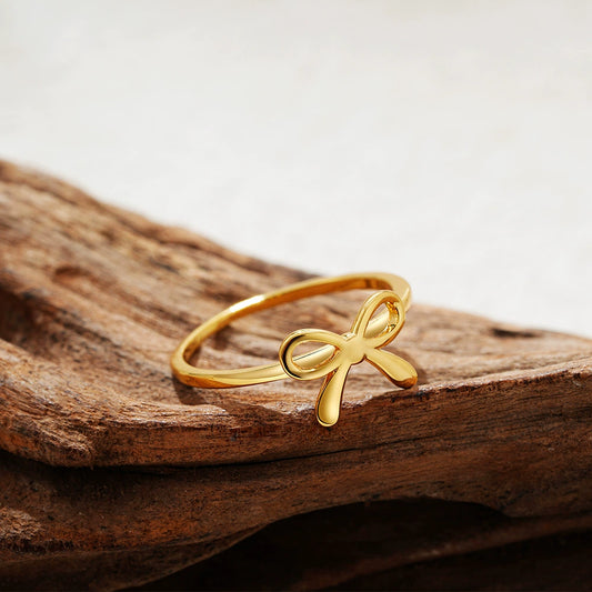 Women's Light Luxury Copper Electroplated Bow Ring
