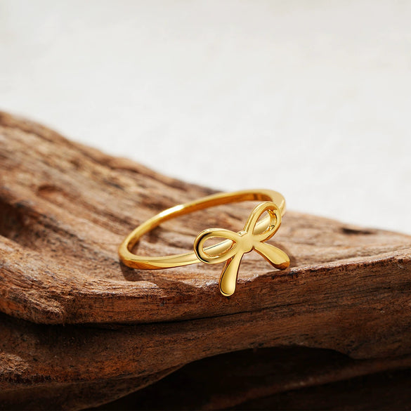 Women's Light Luxury Copper Electroplated Bow Ring