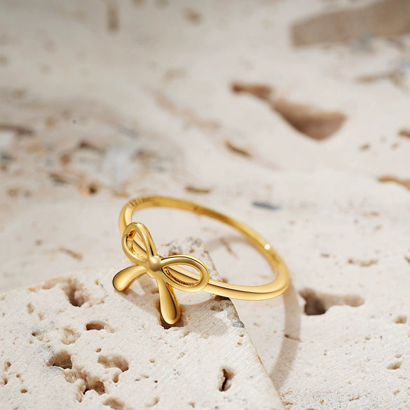 Women's Light Luxury Copper Electroplated Bow Ring